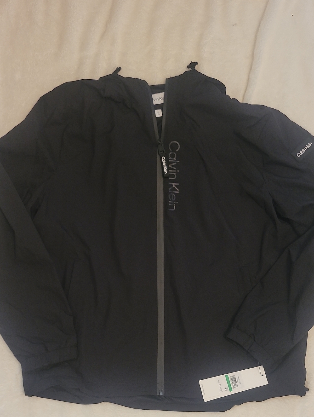Calvin Klein Men's Black Hooded Windbreaker Jacket
